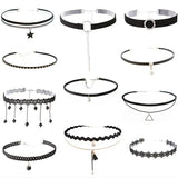 Female Sexy Choker Necklaces Set Gothic Tattoo Lace Leather Velvet Neck
