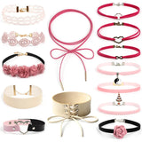 Female Sexy Choker Necklaces Set Gothic Tattoo Lace Leather Velvet Neck