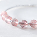Sterling Silver Strawberry Quartz Pink Crystal Bead Bracelet