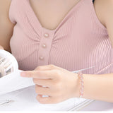Sterling Silver Strawberry Quartz Pink Crystal Bead Bracelet