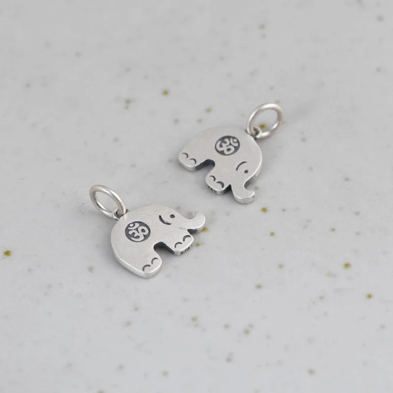 Thai Silver Elephant Pendant for Necklace Vintage Jewelry Women
