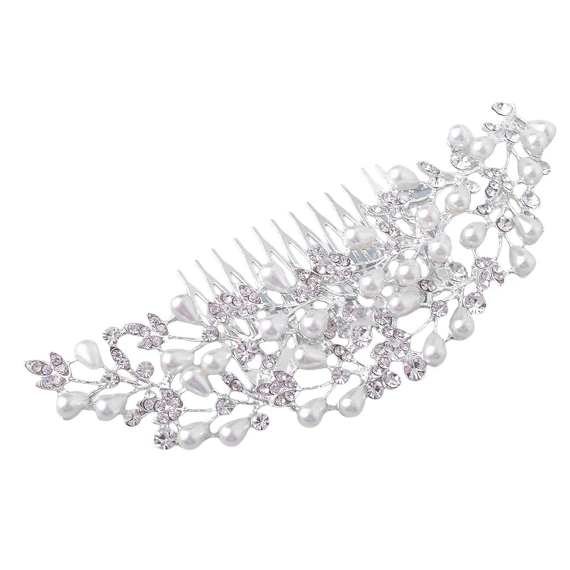 Leaf Shaped Tiara Comb Hair Fork for Women