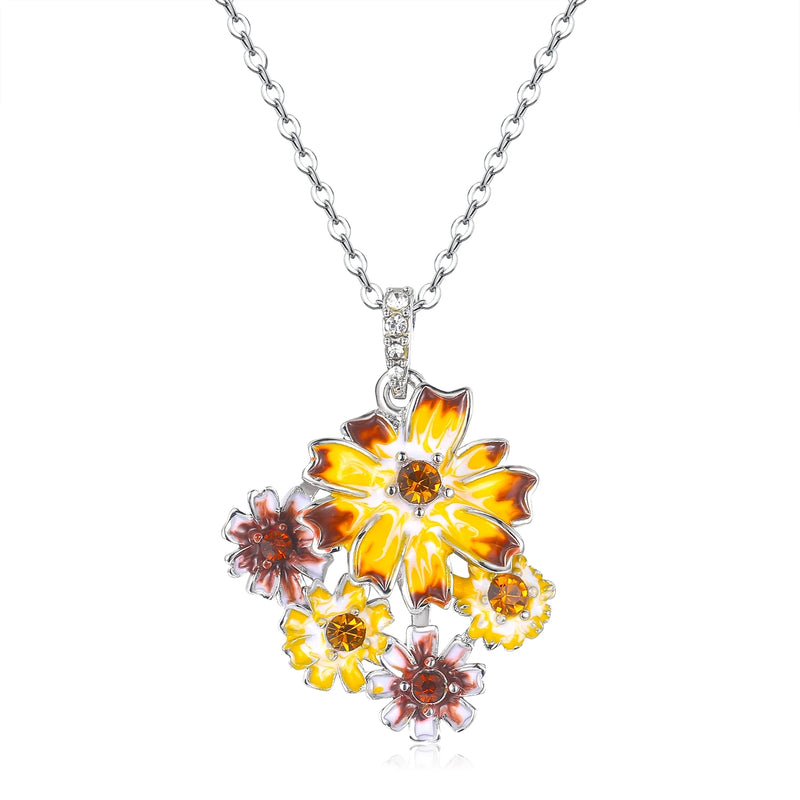 Chrysanthemum Sunflower Pendant Necklace for Women