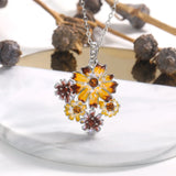 Chrysanthemum Sunflower Pendant Necklace for Women