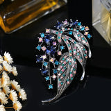 Vintage Rainbow Crystal Flower Brooch Silver Rhinestone Alloy Pin