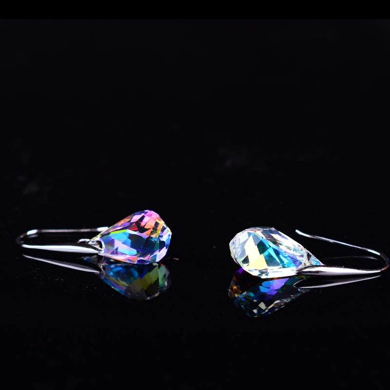 Vintage Silver Zircon Dangle Earrings for Women
