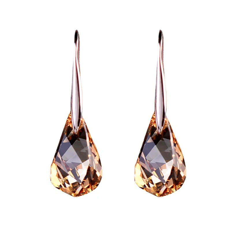 Vintage Silver Zircon Dangle Earrings for Women