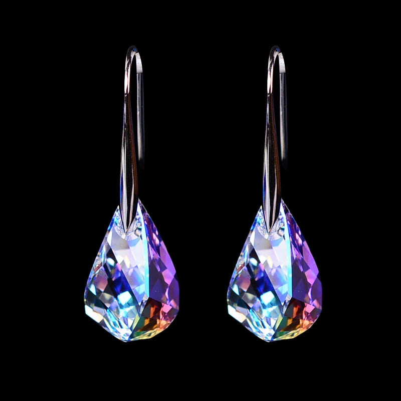 Vintage Silver Zircon Dangle Earrings for Women