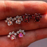 Opal Stone Stud Earrings Silver Wedding Jewelry Boho