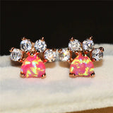 Opal Stone Stud Earrings Silver Wedding Jewelry Boho