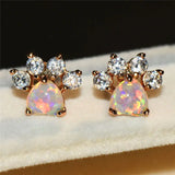 Opal Stone Stud Earrings Silver Wedding Jewelry Boho