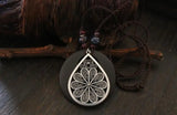 Female Wooden Pendant Long Necklace Casual Sweater Jewelry