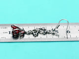 925 Sterling Silver Red Zircon Earring Charm Pendant
