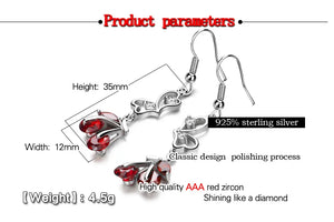 925 Sterling Silver Red Zircon Earring Charm Pendant
