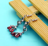925 Sterling Silver Red Zircon Earring Charm Pendant