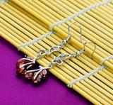 925 Sterling Silver Red Zircon Earring Charm Pendant