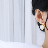 Feminia Pave Bowknot Heart Earring 14K Real Anti-allergy Stud Earrings