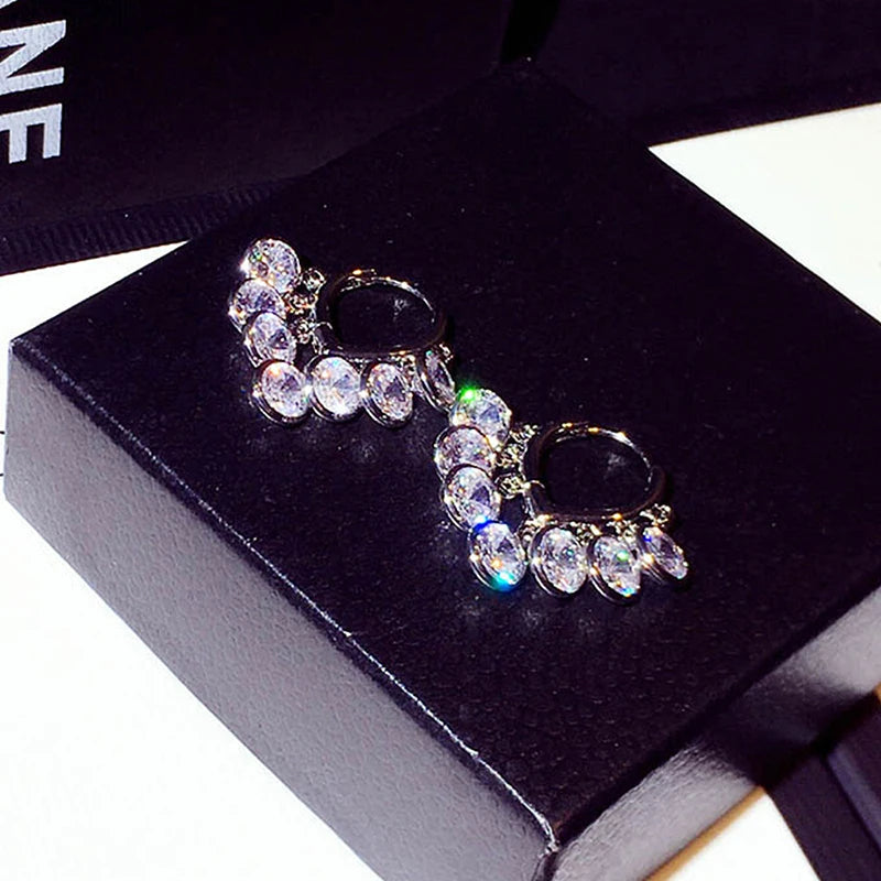 Feminia Tassel Rhinestone Drop Earrings Wedding Jewelry