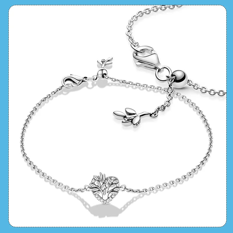 925 Silver Heart Family Tree of Life Bracelet