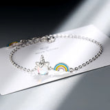 925 Silver Unicorn Chain Link Bracelet Infinity for Women