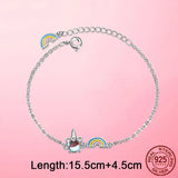 925 Silver Unicorn Chain Link Bracelet for Women
