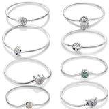 925 Silver Heart Infinity Snake Chain Bracelet Bangle