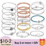 925 Silver Heart Infinity Snake Chain Bracelet Bangle