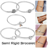 925 Silver Heart Infinity Snake Chain Bracelet Bangle