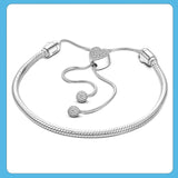 925 Silver Snake Chain Slider Bracelet for Women Jewelry