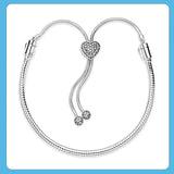 925 Silver Snake Chain Slider Bracelet for Women Jewelry
