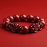 FengShui Pixiu Charms Cinnabar Bracelet - Bring Wealth Good Luck