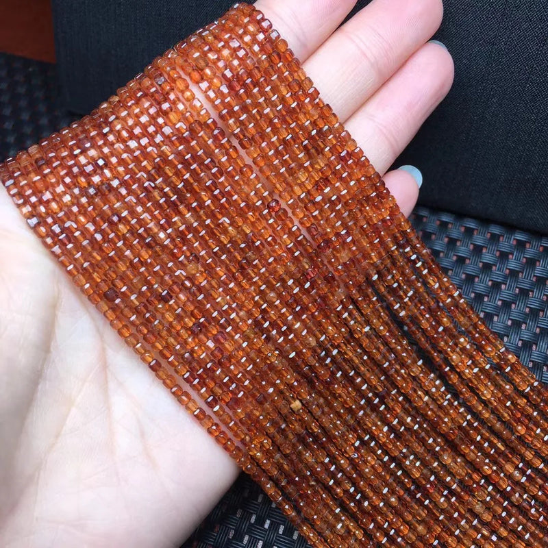 Orange Garnet Cube Loose Beads - DIY Accessories