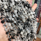 Rutilated Tourmaline Quartz 8mm Disc Beads Row DIY Jewelry