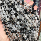 Rutilated Tourmaline Quartz 8mm Disc Beads Row DIY Jewelry