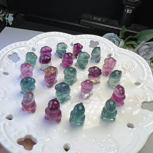 Rainbow Fluorite Dinosaur Pendant Crystal Carved Animal Figurine