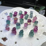 Rainbow Fluorite Dinosaur Pendant Crystal Carved Animal Figurine