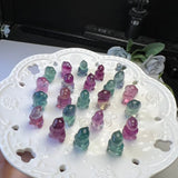 Rainbow Fluorite Dinosaur Pendant Crystal Carved Animal Figurine