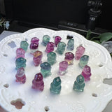 Rainbow Fluorite Dinosaur Pendant Crystal Carved Animal Figurine