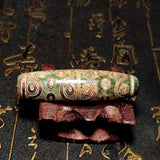 Fengshui Agate DZI 15.5*56mm Green/Khaki 36 Eyes Big DZI Men And Women Amulet