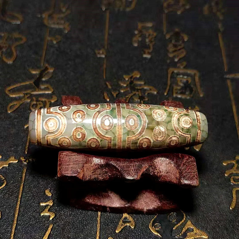 Fengshui Agate DZI 15.5*56mm Green/Khaki 36 Eyes Big DZI Men And Women Amulet