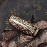 Green/Khaki 21 Eyes Agate Dzi Beads Fengshui Agate DZI 39*14mm