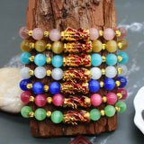 Colorful Fengshui Pixiu Crystal Bracelet Women Wealth