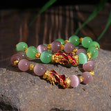Colorful Fengshui Pixiu Crystal Bracelet Women Wealth