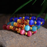 Colorful Fengshui Pixiu Crystal Bracelet Women Wealth