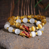 Colorful Fengshui Pixiu Crystal Bracelet Women Wealth
