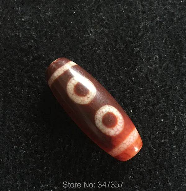 Tibetan Mystical Natural Stone Heaven Eyed Dzi Red Great Charm