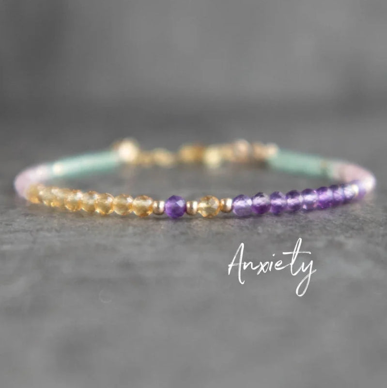 Fertility Bracelet Gift with Rose Quartz Moonstone Aquamarine