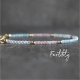 Fertility Bracelet Gift with Rose Quartz Moonstone Aquamarine