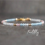 Fertility Bracelet Gift with Rose Quartz Moonstone Aquamarine