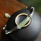 Chinese Style Bamboo Bracelet 925 Silver Open Retro Ethnic Hand